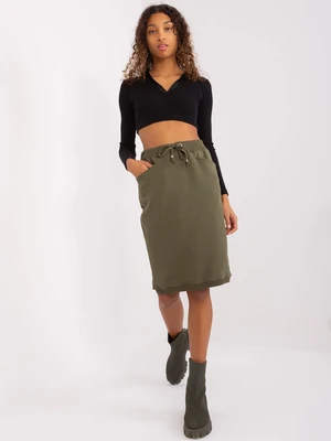 Khaki basic sweatshirt skirt with pockets Ava