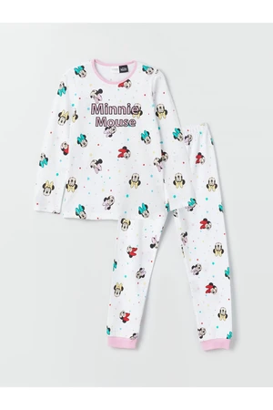 LC Waikiki Crew Neck Minnie Mouse Printed Long Sleeve Girls' Pajamas Set