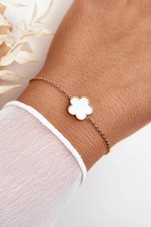 Women's fashion bracelet with white and black gold flower