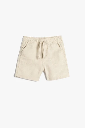 Koton Baby Boy Linen Shorts with Tie Waist and Pocket