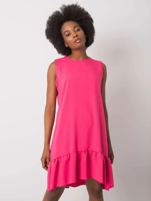 RUE PARIS Pink lady dress with ruffles