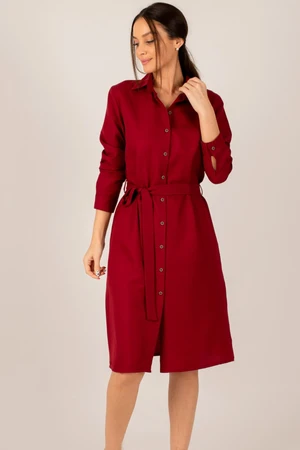 armonika Women's Claret Red Long Shirt Dress