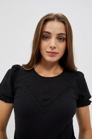 Blouse with pleated sleeves Moodo - black