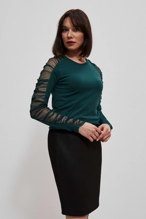 Blouse with transparent sleeves