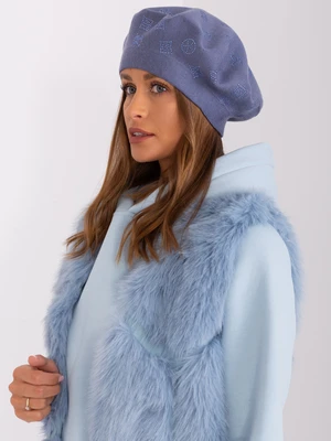 Grey-blue women's beret with appliqués