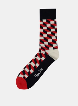 Červeno-bielo-modré unisex vzorované ponožky Happy Socks Filled Optic