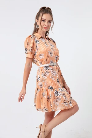 Lafaba Women's Orange Patterned Shirt Dress