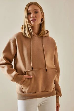 XHAN Camel Kangaroo Pocket Hoodie Sweatshirt