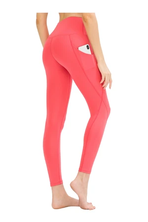 LOS OJOS Women's Coral Belted High Waist Double Pockets Constrictor Sports Leggings.