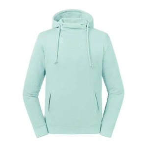 Niebieska bluza unisex Pure Organic High Collar Hooded Sweat Russell