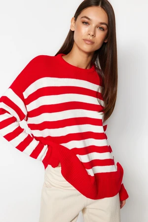 Trendyol Red Striped Knitwear Sweater