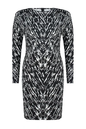 Trendyol Curve Black Animal Print Mini Knitted Dress