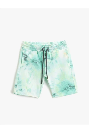 Koton Tie Waist Patterned Tie Dye Shorts With Pockets