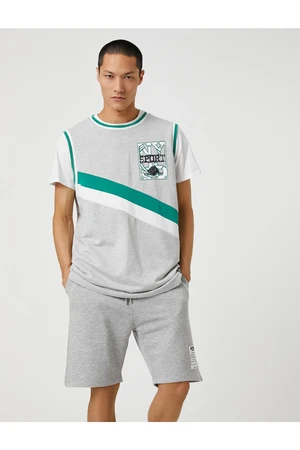 Koton Basic Shorts Tie the waist, Slogan and Printed Labels, Pockets.