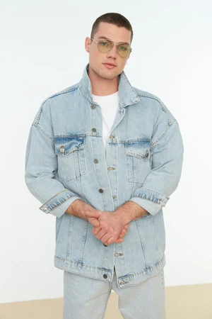 Trendyol Blue Men's Oversized Denim Jacket