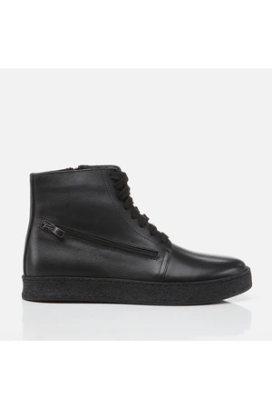 Hotiç Genuine Leather Black Men's Casual Boots.