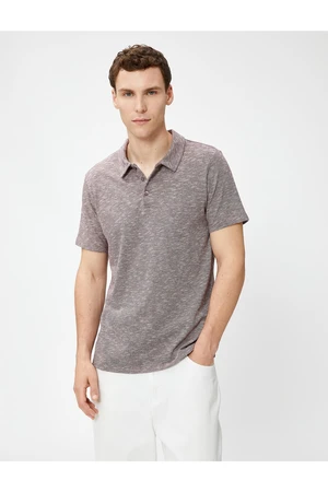 Koton Polo Neck T-shirt with Buttons, Short Sleeves