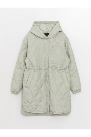 LC Waikiki Women's Hooded, Patterned Long Sleeve Oversize Down Coat.