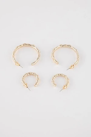 DEFACTO Women's 2-Piece Gold Hoop Earrings