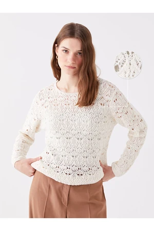 LC Waikiki Crew Neck Openwork Long Sleeve Women's Knitwear Sweater