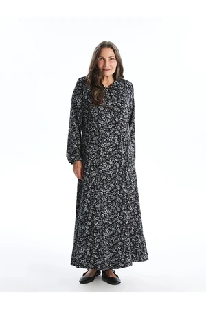 LC Waikiki LCW Grace Women's Tie-Up Collar Flower Long Sleeve Dress