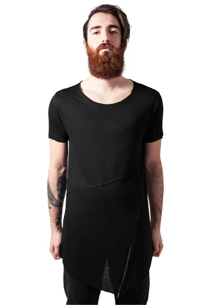 Black T-shirt with a long front zipper with an open brim