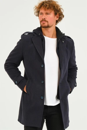 PLT8401 DEWBERRY MEN'S COAT-DIAGONAL NAVY BLUE