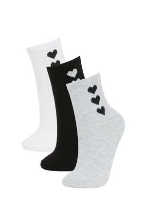 DEFACTO Women's 3-Piece Cotton Long Socks