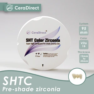 【828】Ceradirect Dental SHT-C Pre-shaded Zirconia（95mm）Thickness14,16,18mm for CAD/CAM for Zirkon Zahn System