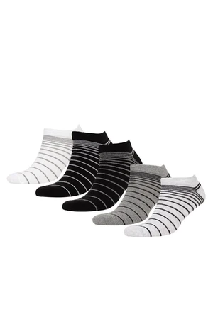 DEFACTO Men's 5-Pack Cotton Striped Ankle Socks