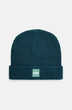 Bavlnená čiapka Puma Classics Graphic Short Beanie zelená farba, bavlnená, 025680