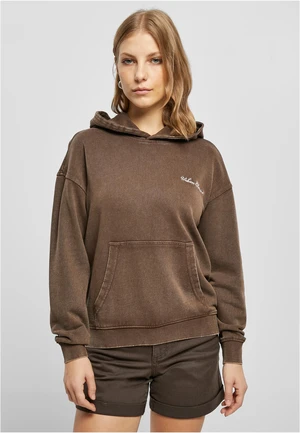 Women's small embroidery Terry Hoody brown