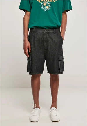 Organic Denim Cargo Shorts Black Washed