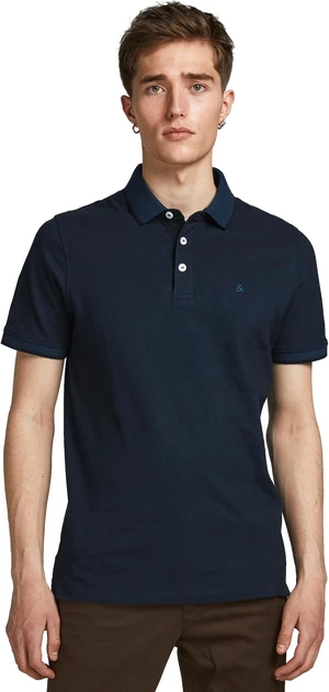 Jack&Jones Pánske polo triko JJEPAULOS Slim Fit 12136668 Dark Navy L