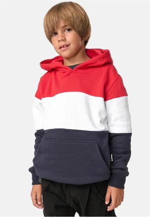 Boys' 3-Tone Hoody fire red/white/navy