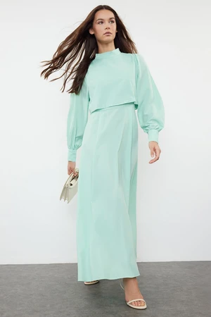 Trendyol Mint Aller Piece Detailed Woven Dress