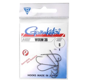 Gamakatsu háčiky hook worm 36  /0 (spr) (black) - veľkosť 2/0