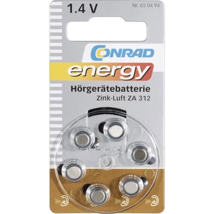 Conrad energy  gombíková batéria  ZA 312 zinkovo-vzduchová 160 mAh 1.4 V 6 ks