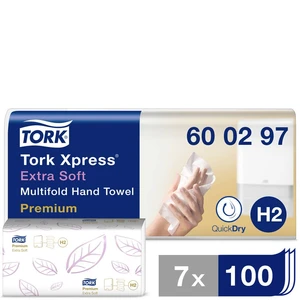 TORK 600297 Xpress Multifold Premium papierové utierky, skladané (d x š) 34 cm x 21.2 cm biela 21 x 100 blistrov / bal.