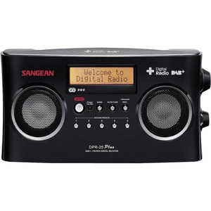 Sangean DPR-25+ prenosné rádio DAB+, FM AUX  s USB nabíjačkou čierna