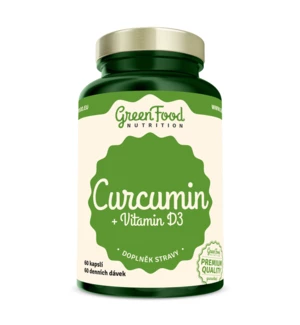 Curcumin + Vitamin D3 - GreenFood Nutrition, 60 kapslí,Curcumin + Vitamin D3 - GreenFood Nutrition, 60 kapslí