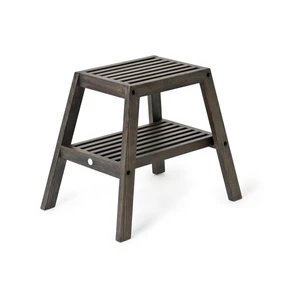 Čierna stolička z dubového dreva Wireworks Slatted Stool