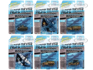 "Pacific Theater Warriors" Military 2022 Set B of 6 pieces Release 1 1/64 -1/144 Diecast Model Cars by Johnny Lightning