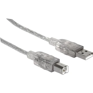 Manhattan #####USB-Kabel USB 2.0 #####USB-A Stecker, #####USB-B Stecker 3.00 m strieborná