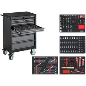 Dílenský vozík s příslušenstvím, 228dílná „Black Edition" Vigor V2712N, rozměry:(d x š x v) 1000 x 459 x 1000 mm, 61 kg