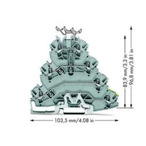 Čtyřnásobná průchodková svorka WAGO 2002-4127, osazení: L1, L2, L3, Terre, pružinová svorka, 5.20 mm, šedá, 25 ks