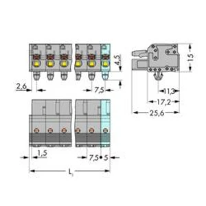 Zásuvkový konektor na kabel WAGO 2231-202/008-000, 25.60 mm, pólů 2, rozteč 7.50 mm, 100 ks