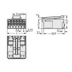 Konektor do DPS WAGO 2091-1526/002-000, 28.00 mm, pólů 6, rozteč 3.50 mm, 100 ks