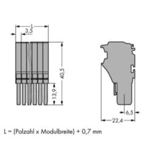 1vodičová pružinová lišta, WAGO 2020-114, 49.7 mm x 40.5 mm , 10 ks