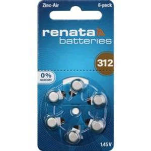 Knoflíkový článek ZA 312 zinko-vzduchová Renata Hearing Aid PR41 165 mAh 1.4 V 6 ks